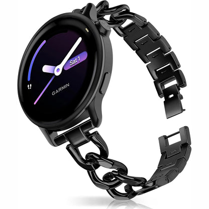 320341 - HinZann Rrip ore 20 mm për Garmin Forerunner 170/170 Music/70/570 42 mm/165/165 Music, çelik inox, rrip ore metalik për Garmin Approach J1/S44/S50/Vivoactive 6/5 - i zi