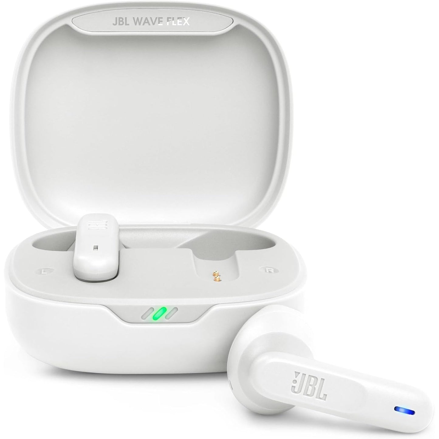 272929 - JBL Wave Flex, Kufje Pa Tel për Në Vesh, Rezistencë ndaj Ujit IP54 dhe IPX2, Teknologji TalkThru dhe AmbientAware, Jetëgjatësi Baterie 32-Orë, E Bardhë