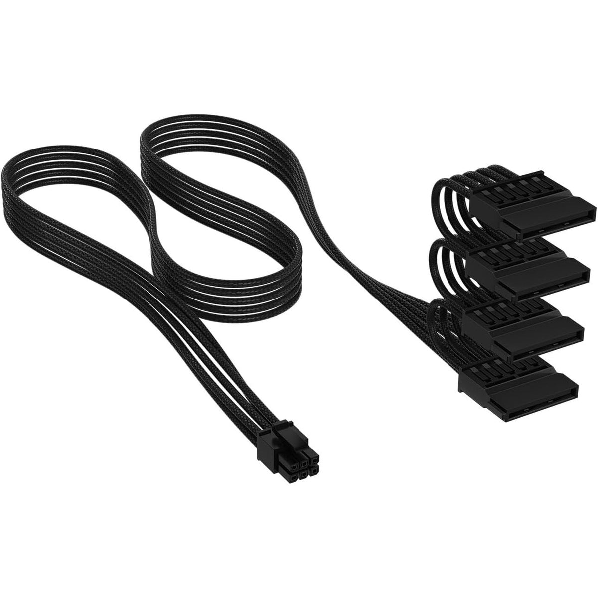 310361 - CORSAIR Kabllo energjie SATA me mëngë individuale Elite Premium Type 5 (4 lidhës), 750 mm, Krehër kabllosh me profil të ulët, Dizajn rrjete me tre shtresa Paracord, ngjyrë e zezë