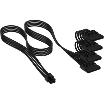 310361 - CORSAIR Kabllo energjie SATA me mëngë individuale Elite Premium Type 5 (4 lidhës), 750 mm, Krehër kabllosh me profil të ulët, Dizajn rrjete me tre shtresa Paracord, ngjyrë e zezë