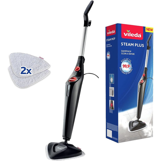 153213 - VILEDA Steam Plus, Fshesë me Avull, Pastrim dhe Higjienë, Eliminon 99.9% të Baktereve dhe Viruseve, Përshtatet për Qilima, Tapete dhe të Gjitha Llojet e Dyshemeve, Pa Detergjentë