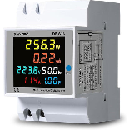 223375 - DEWIN Matës elektrik energjie LCD me shinë DIN, 6-në-1, AC 40-300V