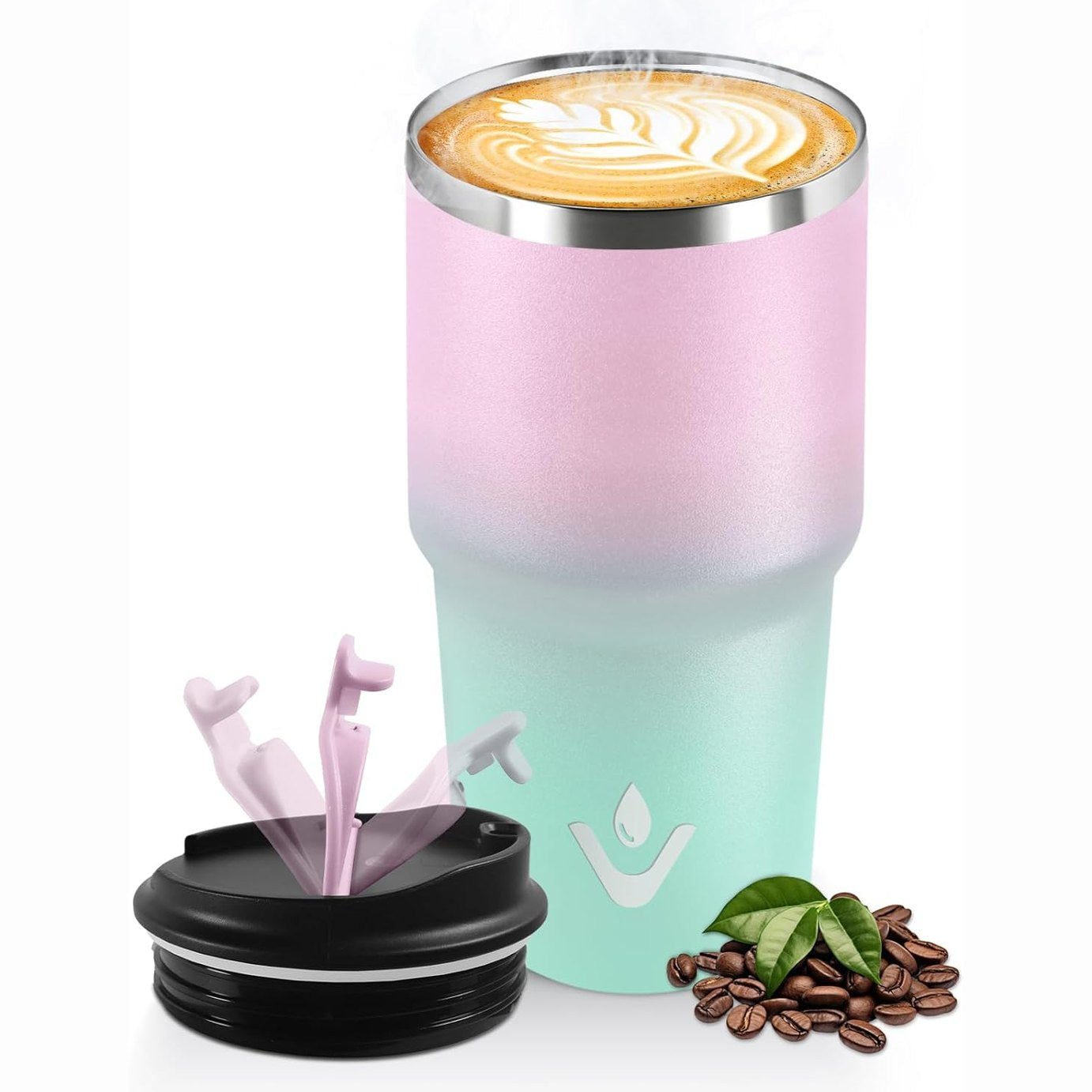185092 - HONEYHOLLY Gotë Termos Udhëtimi 600ml, Ripërdorshme, prej Çeliku Inox, e Papërshkueshme, me Dy Mure të Izoluara, për Kafe të Nxehtë, Çaj dhe Pije të Ftohta