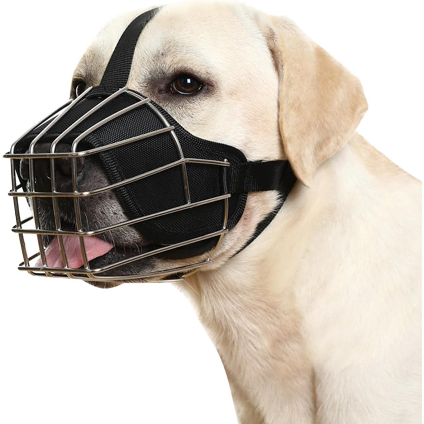 213816 - PETCUTE Surrat metalike për qen, Surrat kundër lehjes dhe kafshimit, Surrat metalike për qen me rripa të rregullueshëm, të qëndrueshëm, Surrat për qen të vegjël, të mesëm dhe të mëdhenj, S