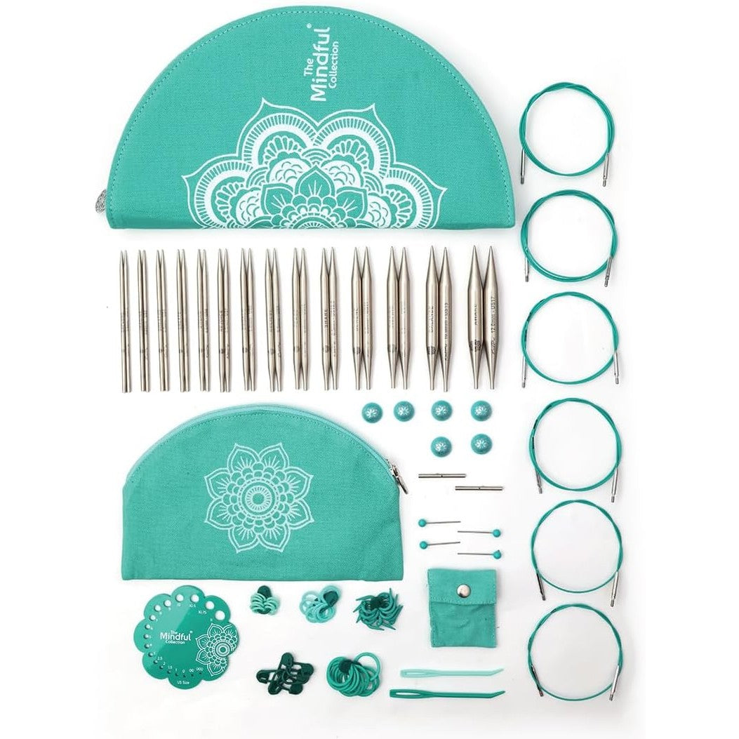 208044 - KNITPRO Seti i Maja Gjilpërash të Ndërrueshme 'The Mindful Collection Affection', 5 (13cm), 14 Madhësi nga 3mm deri në 12mm