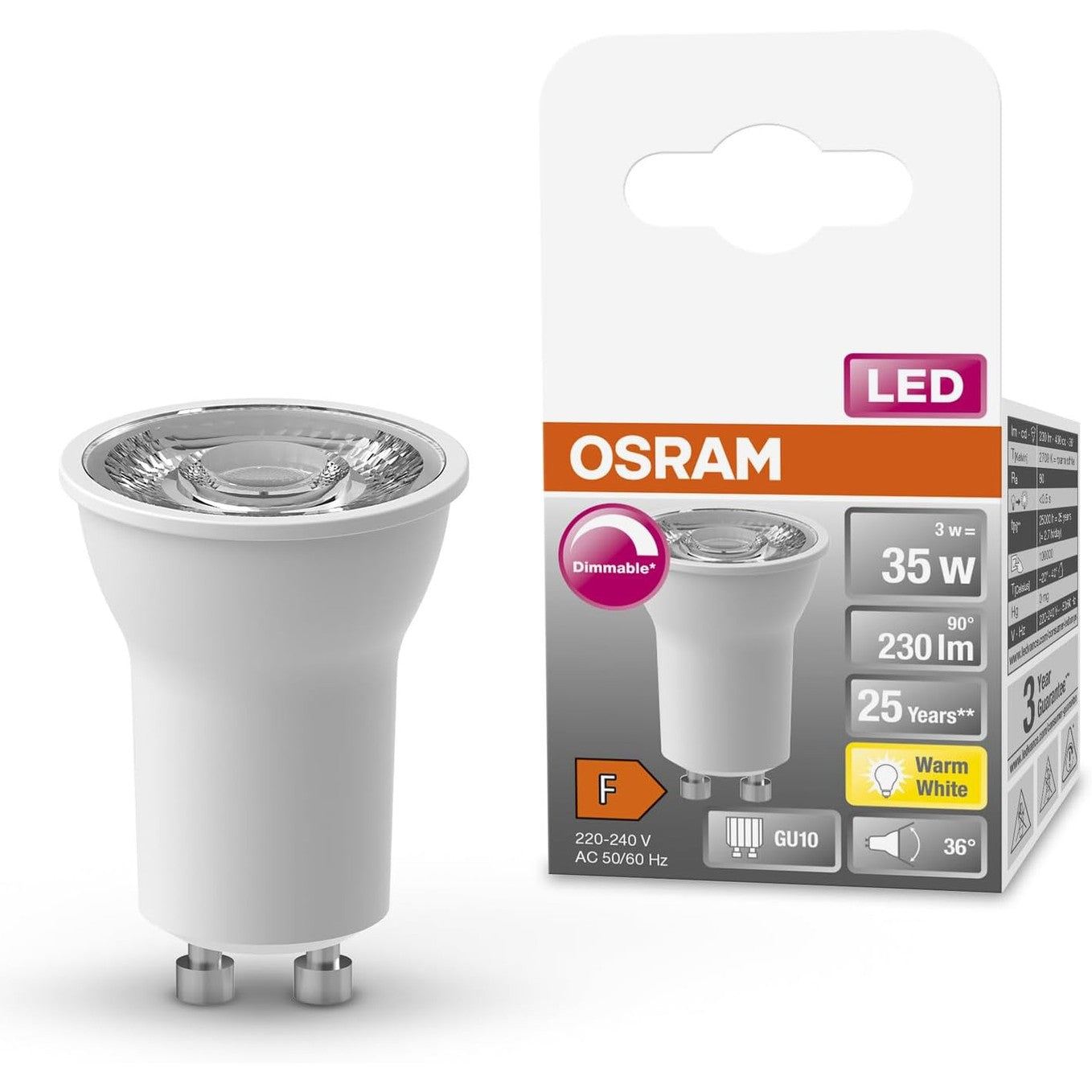 169024 - OSRAM - Llampë LED PAR11 me 35 LED, Bazë GU10, 3W, 230 lm, 2700K, Dritë e Bardhë e Ngrohtë, Konsum i Ulët Energjie, Jetëgjatësi e Gjatë