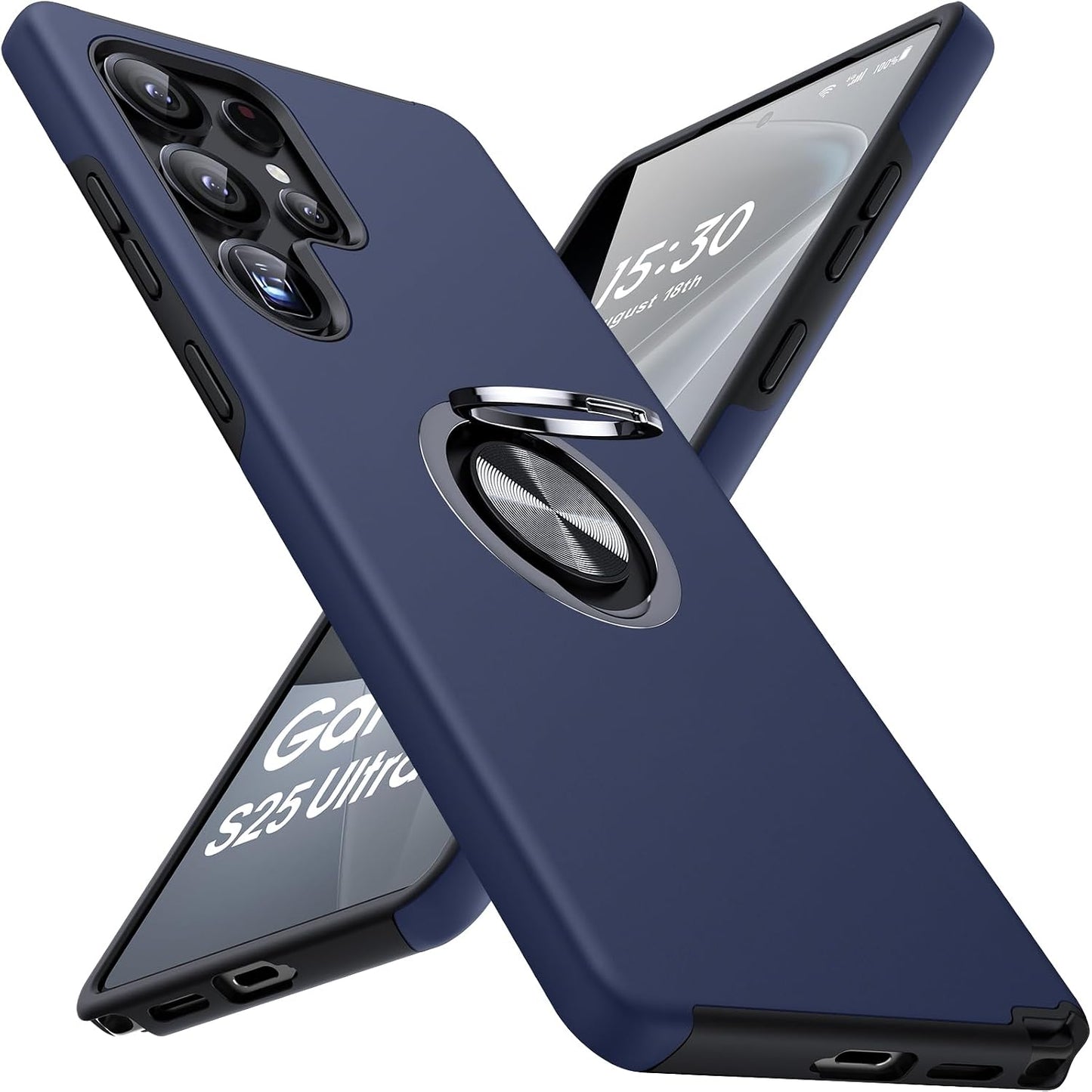 320393 - AOUIA – Mbrojtëse për Samsung Galaxy S25 Ultra me Mbështetëse Unaze Magnetike 360° të Padukshme, Mbrojtëse Telefoni Rezistent ndaj Goditjeve, Kompatibile me Galaxy S25 Ultra, Rozë