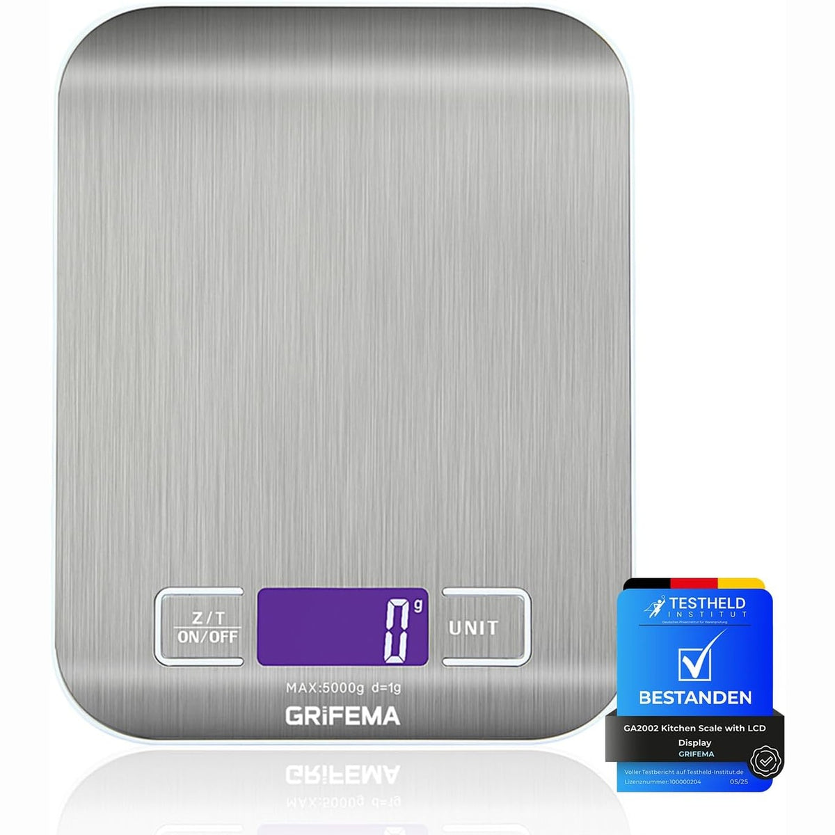 335317 - GRIFEMA Peshore Kuzhine GA2002 me Ekran LED 1-5000g, Çelik Inoks