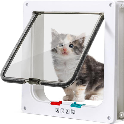 197993 - NOBLEZA Derë për Mace me 4 Drejtime dhe Magnet, Kontrollueshme, Rrëshqitëse me Dritare për Sigurinë e Kafshëve Shtëpiake, Madhësi L, Ngjyrë e Bardhë