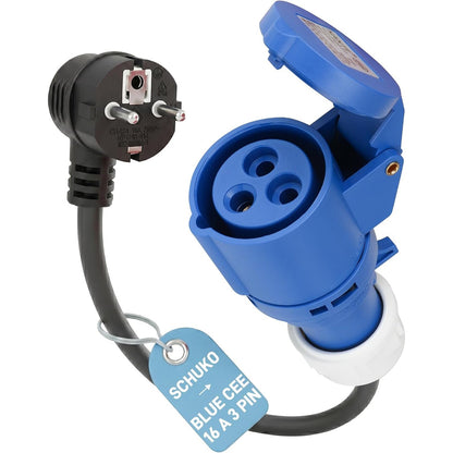 273796 - RamTouch Adaptor Schuko Mashkull në CEE P17 Femër 16A 2P+E (50 cm, IP44, Maks. 16A, 3G2.5mm²) - Adaptor për Karikues dhe Stacione Karikimi për Automjete Elektrike 3.7 kW