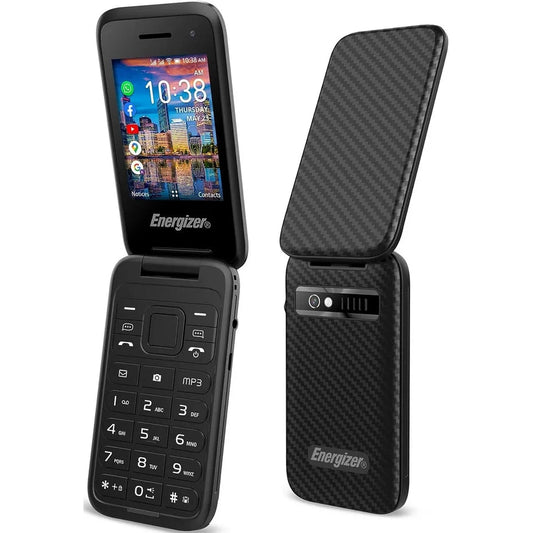 48626 - Energizer - E282SC+ Flip Mobile - 4G LTE - Bateria 1400 mAh - Dual SIM (Nano SIM) - E zezë - E shkyçur - Kamera 2MP
