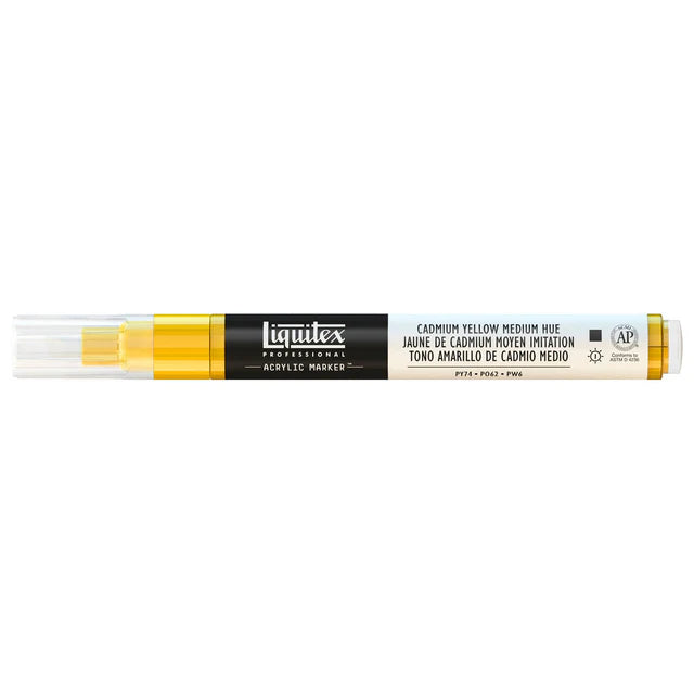 267423 - LIQUITEX 4620830 Shënues Profesional për Bojë, shënues akrilik me bojë akrilike me bazë uji me pigment të lartë, për përdorim të brendshëm dhe të jashtëm, majë e hollë - E verdhë kadmiumi, nuancë mesatare