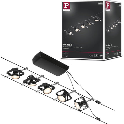 191169 - PAULMANN Set me Tela MacII, 5x10W, GU5.3, Ngjyra e Zezë, Max 5 Lumen