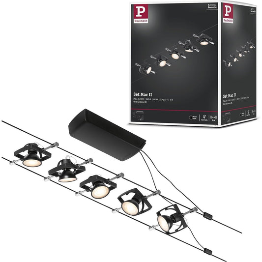 191169 - PAULMANN Set me Tela MacII, 5x10W, GU5.3, Ngjyra e Zezë, Max 5 Lumen