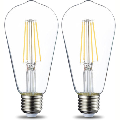 202638 - AMAZON BASICS Pako me 2 Llamba LED Vintage Edison, Bazë E27 ST64, 7W (Ekuivalent i 60W), Filament i Transparent, pa Capacitet për Të Errësuar