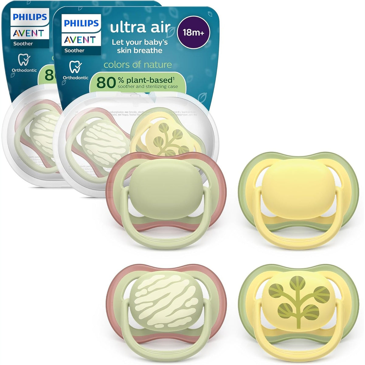 300980 - Philips Avent Biberonat Ultra Air, dizajn anatomik, për foshnje 18 muajsh e lart, thithë silikoni e butë, pa BPA, pako me 4 copë, SCF349/55