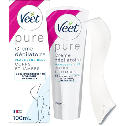 304013 - VEET PURE Krem për heqjen e qimeve, 100ml, për lëkurë të ndjeshme, 88% përbërës natyralë