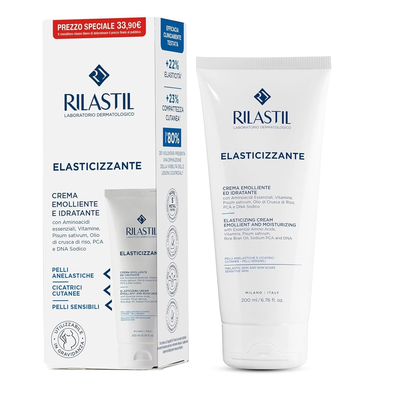 271553 - RILASTIL Krem elastikues, trajtim ditor tonifikues, hidratues dhe zbutës me ADN natriumi, aminoacide esenciale dhe vitamina, 200 ml