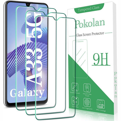 310639 - POKOLAN - Mbrojtës ekrani me 3 copë për Samsung Galaxy A33 5G, pa gërvishtje, fortësi 9H, mbrojtës ekrani HD, ultra i tejdukshëm 0.33 mm, pa flluska, ultra i qëndrueshëm