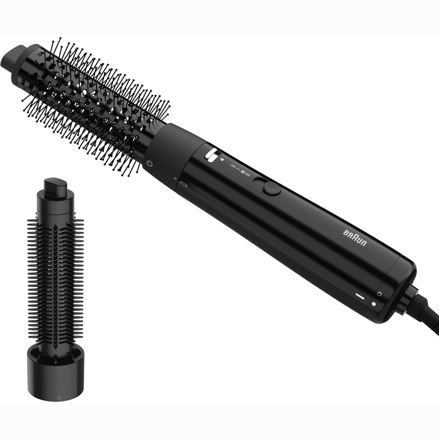 289916 - BRAUN Air Styler AS1.5, Furçë Stilimi Termike Kompakte, 300W, 3 Cilësime Nxehtësie/Shpejtësie, E Zezë me Shkëlqim