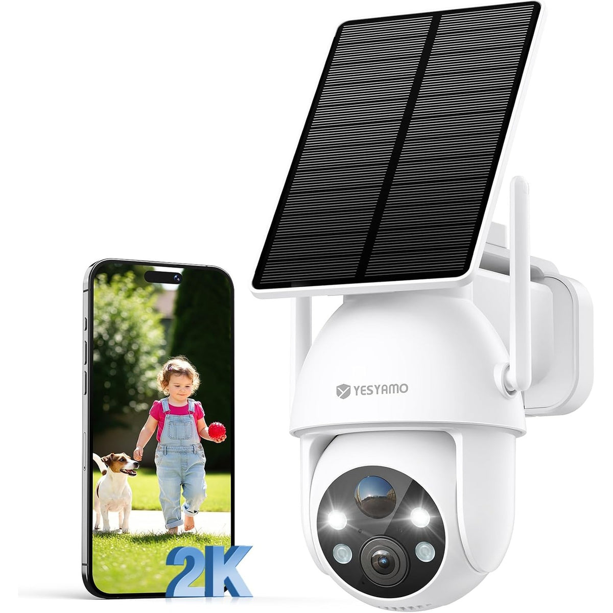 312985 - YESYAMO Kamerë Mbikëqyrjeje e Jashtme 2K me Bateri, WiFi me Anim Panoramike 355°/90°