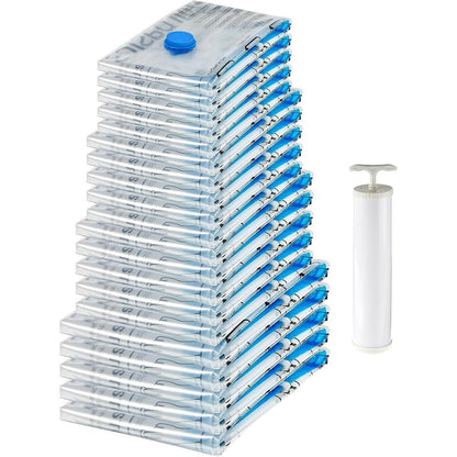 217974 - AMAZON BASICS Qese me vakum me pompë dore, 20 copë (5 të vogla, 5 të mesme, 5 të mëdha, 5 gjigante), transparente