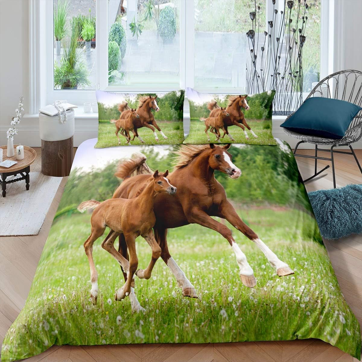 226659 - HOMEMISSING Set çarçafësh Kali, 140 x 200 cm, Mbulesë Jorgani, Motiv 3D, Ultra i Butë