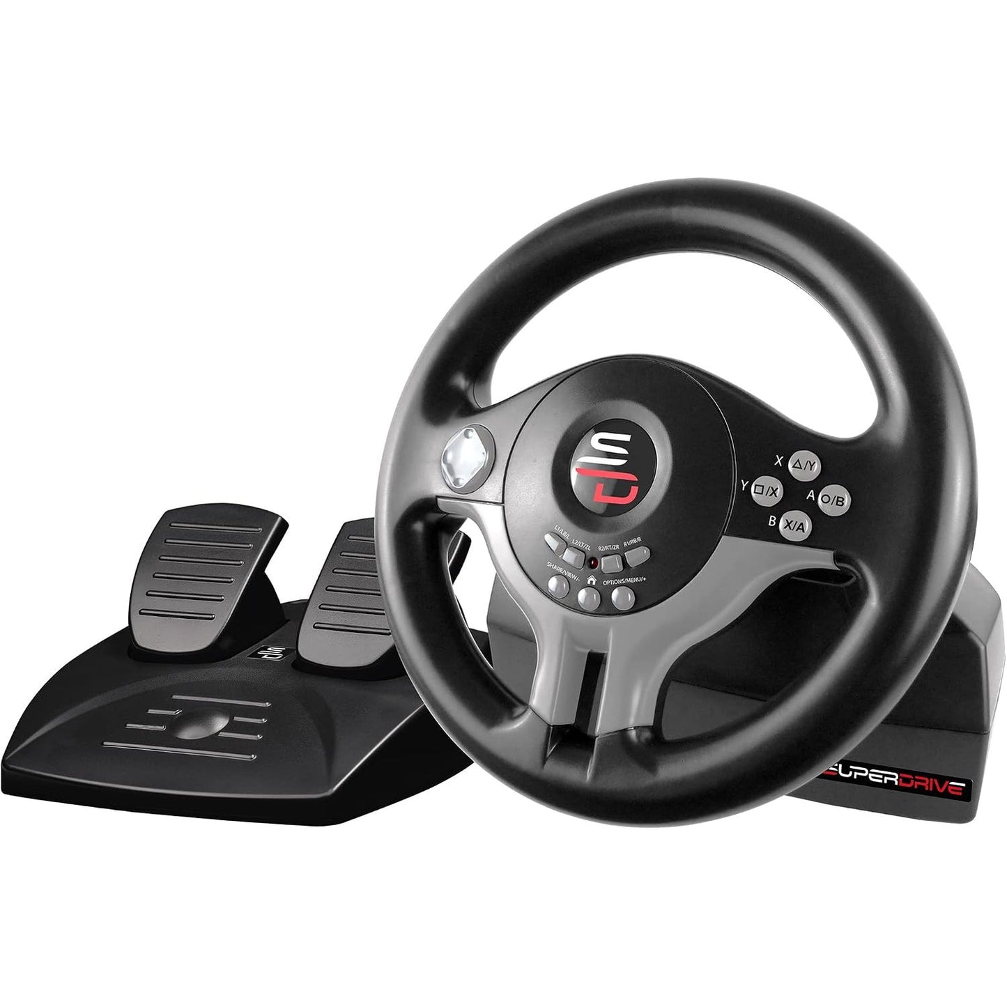 273113 - Subsonic Superdrive SV250 me pedale dhe levë ndërrimi shpejtësish, timon garash, rrotullim 180°, i pajtueshëm me Switch 2, PS4, Xbox Series X/S, Xbox One, PC - E zezë