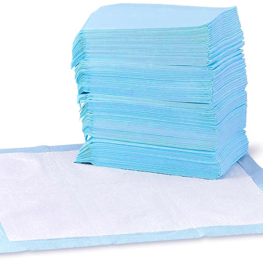 195600 - AMAZON BASICS Mbrojtëse Stërvitjeje për Qen dhe Këlyshë, me Dizajn 5-Shtresor Kundër Rrjedhjeve, Sipërfaqe që Thahet Shpejt, Madhësi e Rregullt, 150 Copë, Blu, 56 x 56 cm