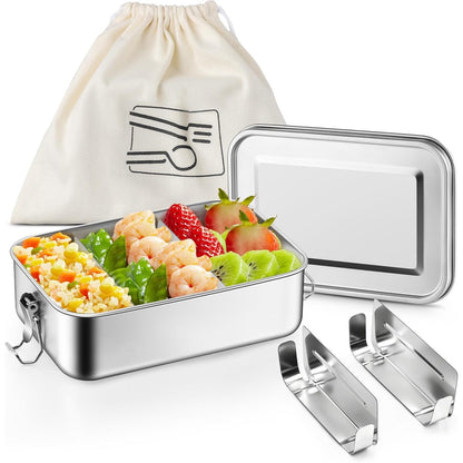 258121 - HOMIKIT Kuti Dreke prej Çeliku Inoks me 2 Ndarje, Kuti Bento 850ml me Xhep për Fëmijë dhe të Rritur, e Papërshkueshme nga Pluhurat, Mund të lahet në lavastovilje