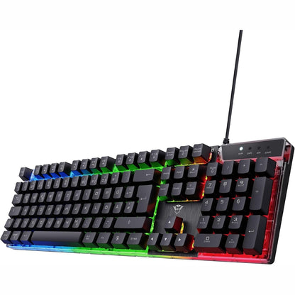 320133 - Trust Gaming Tastiera GXT 835 Azor me Ndriçim Prapa, QWERTZ Gjermane, Madhësi e Plotë, 3 Modalitete Ngjyrash LED, Anti-Ghosting, 12 Taste Funksionale Multimediale, PC/Laptop