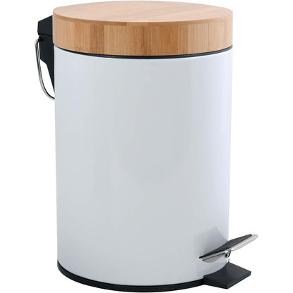 214461 - MSV Kosh Mbeturinash për Banjë, 3 L, Çelik Inoks, Bambu, me Ulje Automatike
