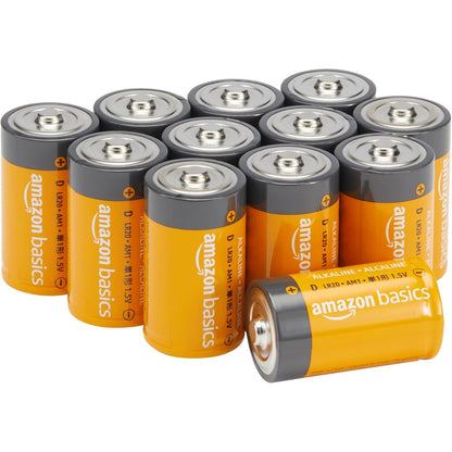 295336 - AMAZON BASICS Bateri alkaline D, 12 copë, 1.5V, afat ruajtjeje 5-vjeçar