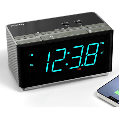 251465 - ORË ALARMI ITOMA ME RADIO, ALTOPARLANT STEREO BLUETOOTH, RADIO FM, ALARM I DYFISHTË, KARIKIM ME USB, MODEL 3501