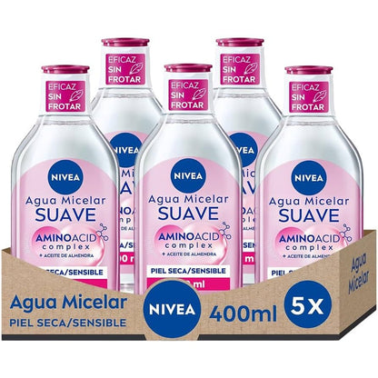 275378 - NIVEA Ujë Micelar i Butë | Pako me 5 copë (5 x 400 ml) | Heqës grimi për fytyrën dhe sytë