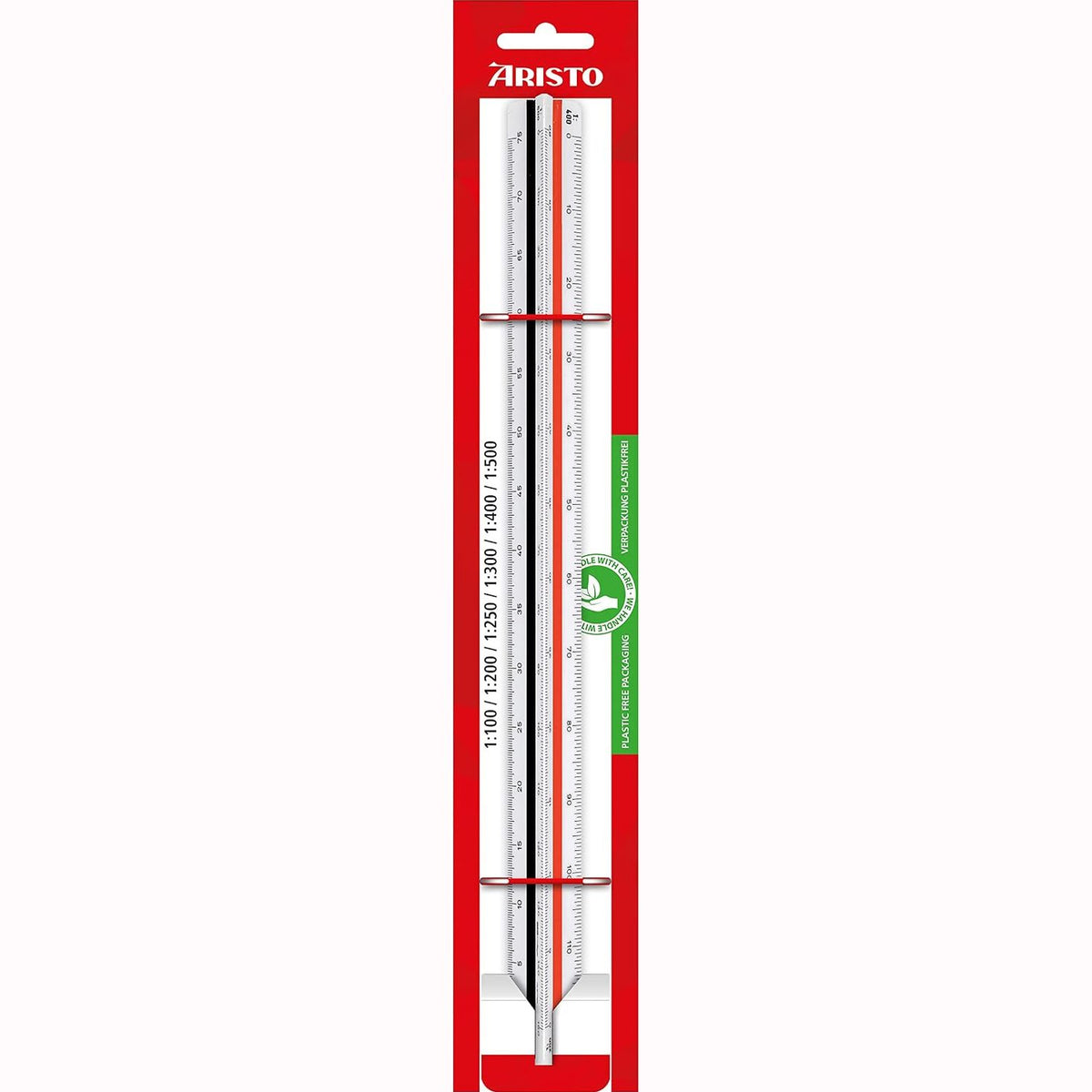 309261 - KOLEGI ARISTO Shkalla Trekëndore AR23704EB, Reduktimi 1:100:200:250:300:400:500, Plastike, 30 cm e gjatë