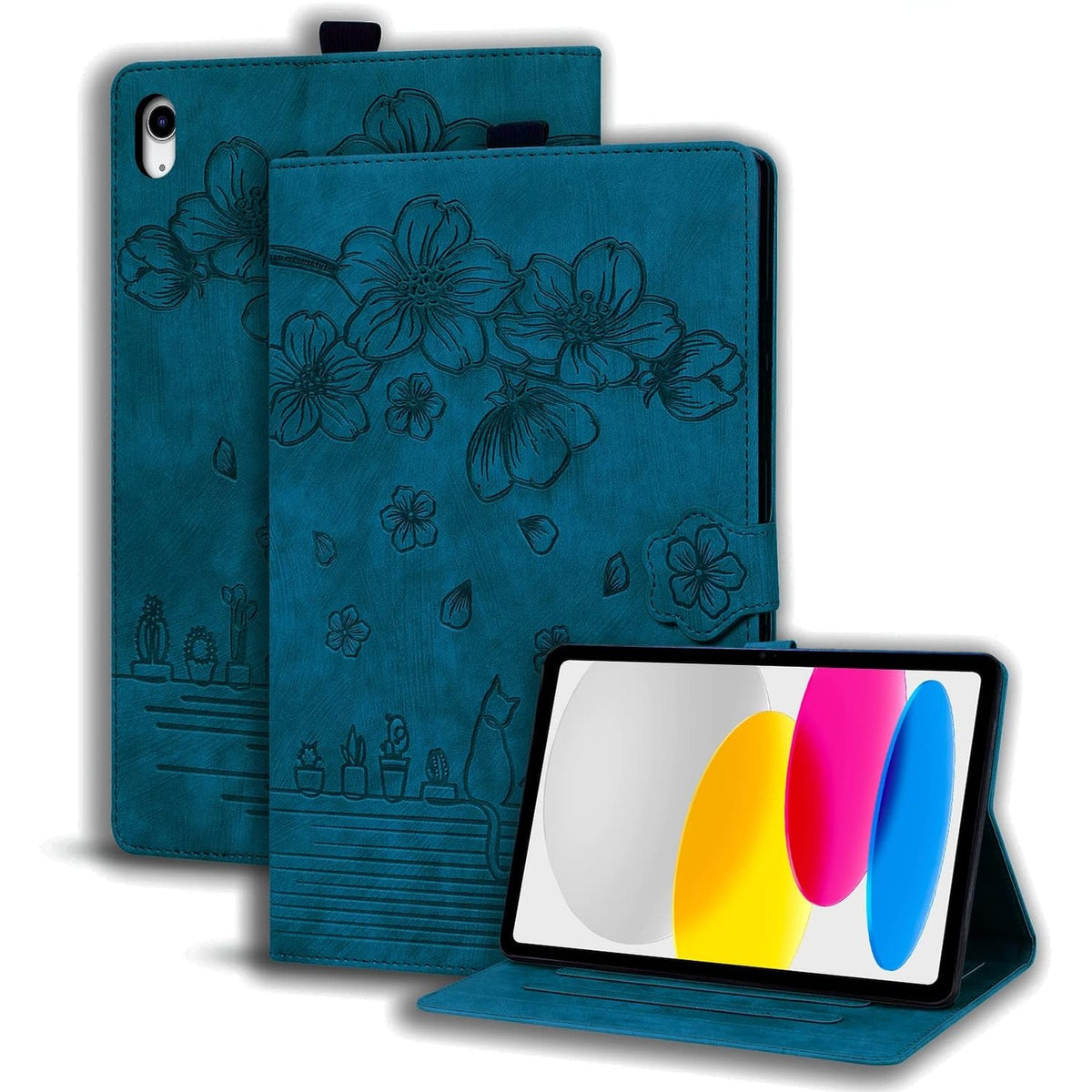 299805 - SUCCTOPY Mbulesë mbrojtëse për iPad të gjeneratës së 11-të (A16) 11 inç 2025, iPad të gjeneratës së 10-të 10.9 inç 2022 me funksion mbështetëse, me mbulesë mbrojtëse me rrota dhe mbajtëse lapsash, ngjyrë blu mbretërore