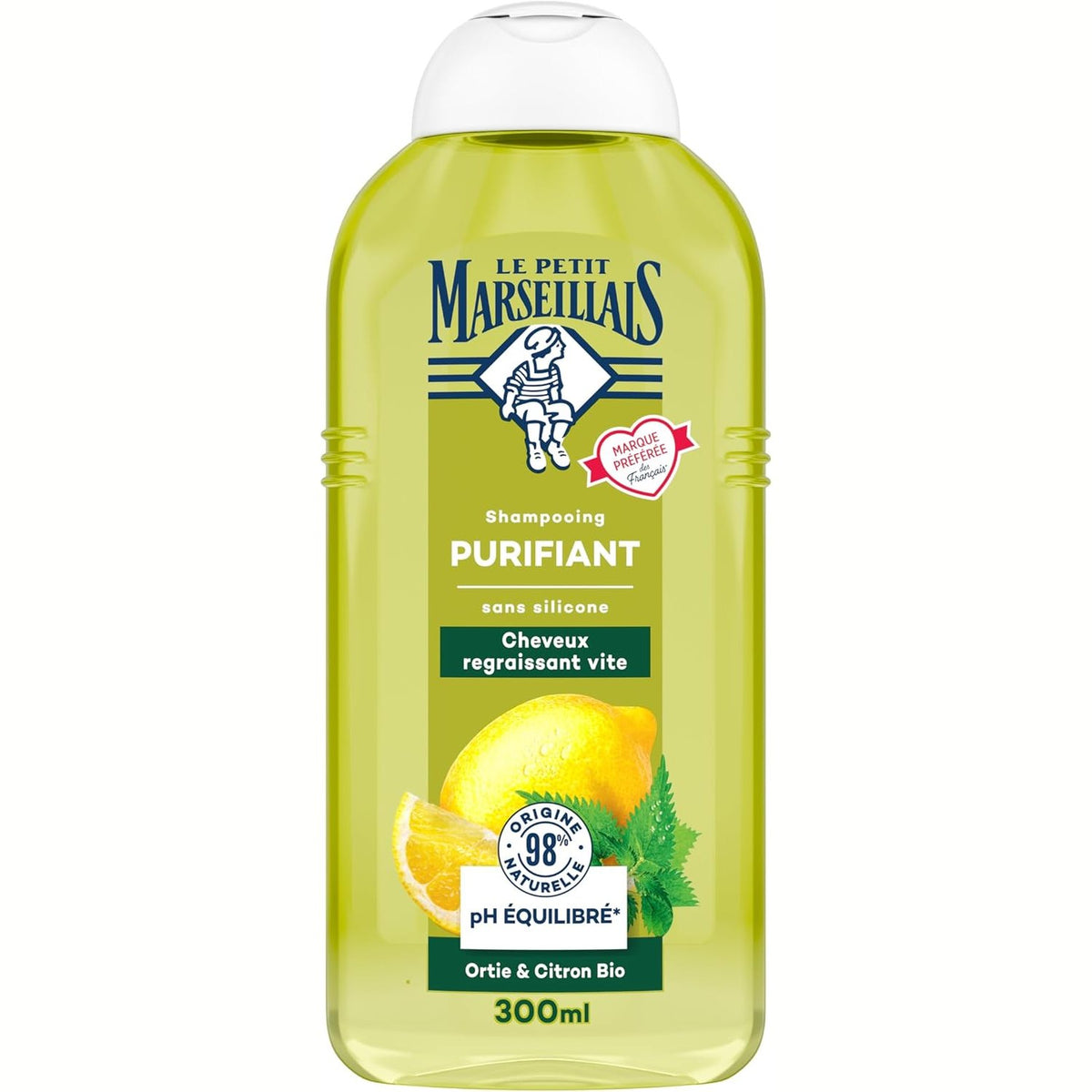 298890 - Le Petit Marseillais Shampo Pastruese me Hithër Organike dhe Limon 300ml, pa silikon, 98% origjinë natyrale