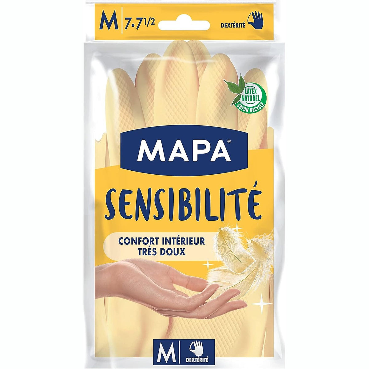301458 - MAPA Doreza Shtëpiake Lateksi me Rreshtim Pambuku dhe Mëndafshi, Madhësia M, Pako me 3, Komoditet i Lartë dhe Ekstra i Butë