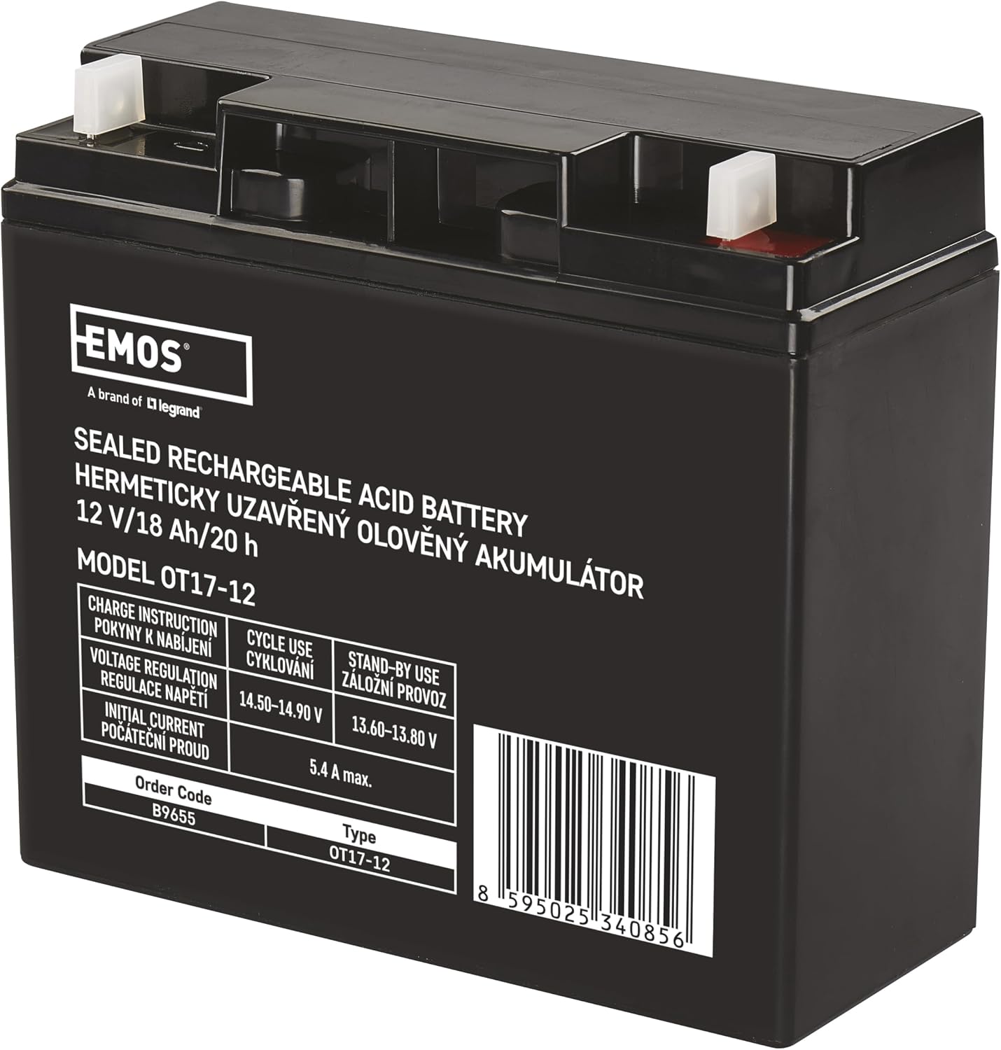 288590 - EMOS Bateri plumb-acid pa mirëmbajtje - 12V 18Ah - Bateri AGM - 181x77x167 mm
