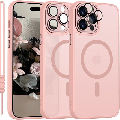 269232 - YUANDMI Mbrojtëse për iPhone 14 Pro, e pajtueshme me MagSafe, Magnetike, e lehtë dhe e hollë, mbrojtëse ndaj kamerës, rozë