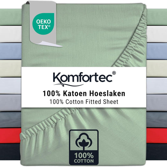 137128 - KOMFORTEC Çarçaf me Mbulesë prej Xhersi, Madhësi 160x200cm, Materiali 100% Pambuk, Ngjyra Jeshile