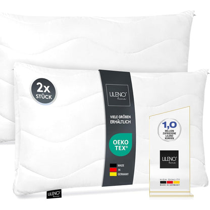 198140 - LILENO HOME - Set Jastëkësh 40x60cm (2 copë), të Lavejshëm në 95°C, Oeko-Tex, Prodhuar në Gjermani - Jastëk i Rregullueshëm dhe Miqësor ndaj Alergjive, pa Erë, Jastëk i Butë për Lëkurën