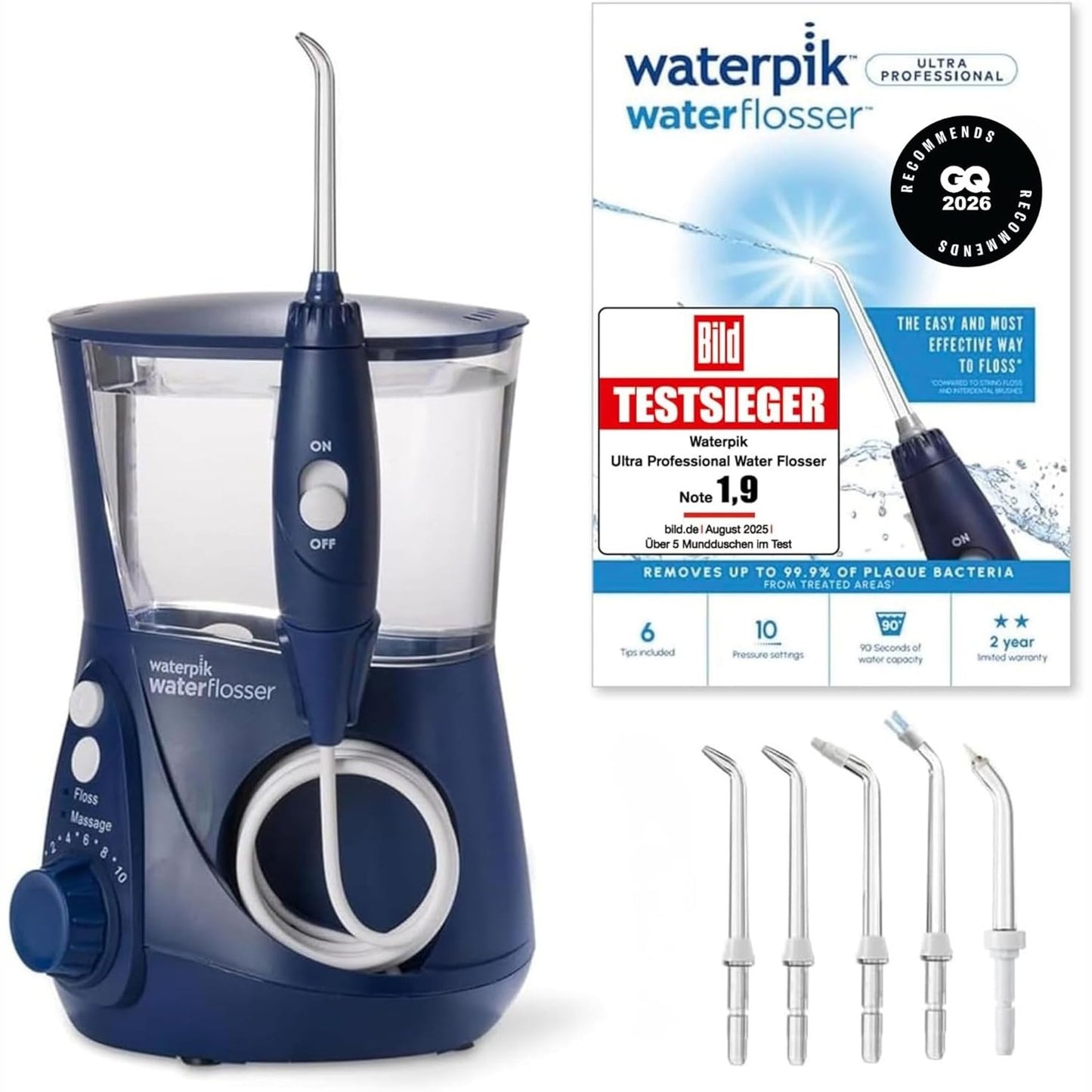 274900 - WATERPIK Ujitës Dentar Profesional Ultra, 10 cilësime, 6 gryka, blu (WP-663UK-EU)