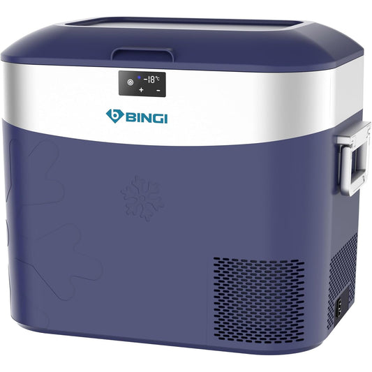 84132 - BINGI Frigorifer Portativ Elektrik 22L, Frigorifer Mini për Makinë & Kamping, Përdorim i Fuqisë 12V/24V/220V, Kompatibil me Kamion, RV, Varkë, Kamping