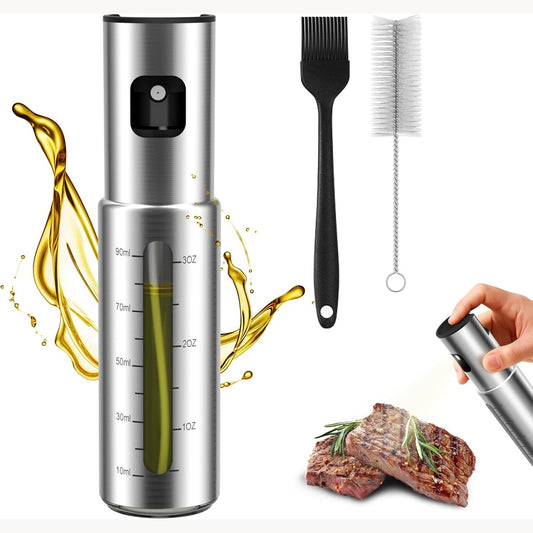 248222 - KITCHENBOSS Spërkatës Vaji Gatimi, Shishe Spërkatëse Vaji Ulliri prej Qelqi dhe Çeliku Inox, 100 ml