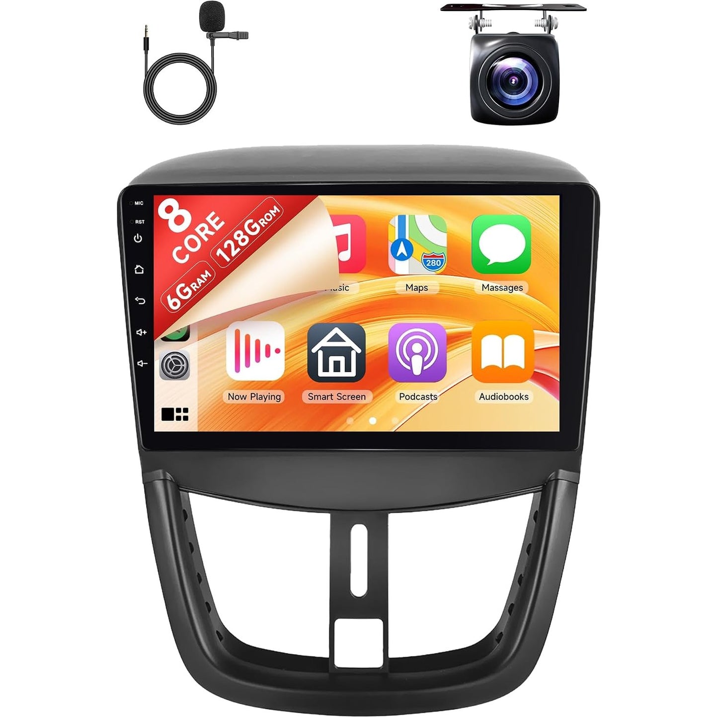 266032 - RADIO Makine Android 8 Bërthama 6GB+128GB për Peugeot 207 2006-2015, Ekran Prekje 9 inç, CarPlay Pa Tel, Android Auto, Bluetooth, FM/RDS/EQ/DSP, WiFi, GPS