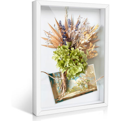 185966 - ROMON Kornizë 3D me Hije të Thellë, Dimensione 31.5x23cm, Mundësi E Vendosjes së Objekteve Fotografike deri në 3cm, Material Akrilik Transparent, E Përshtatshme për Lule Suvenire, Ngjyrë e Bardhë