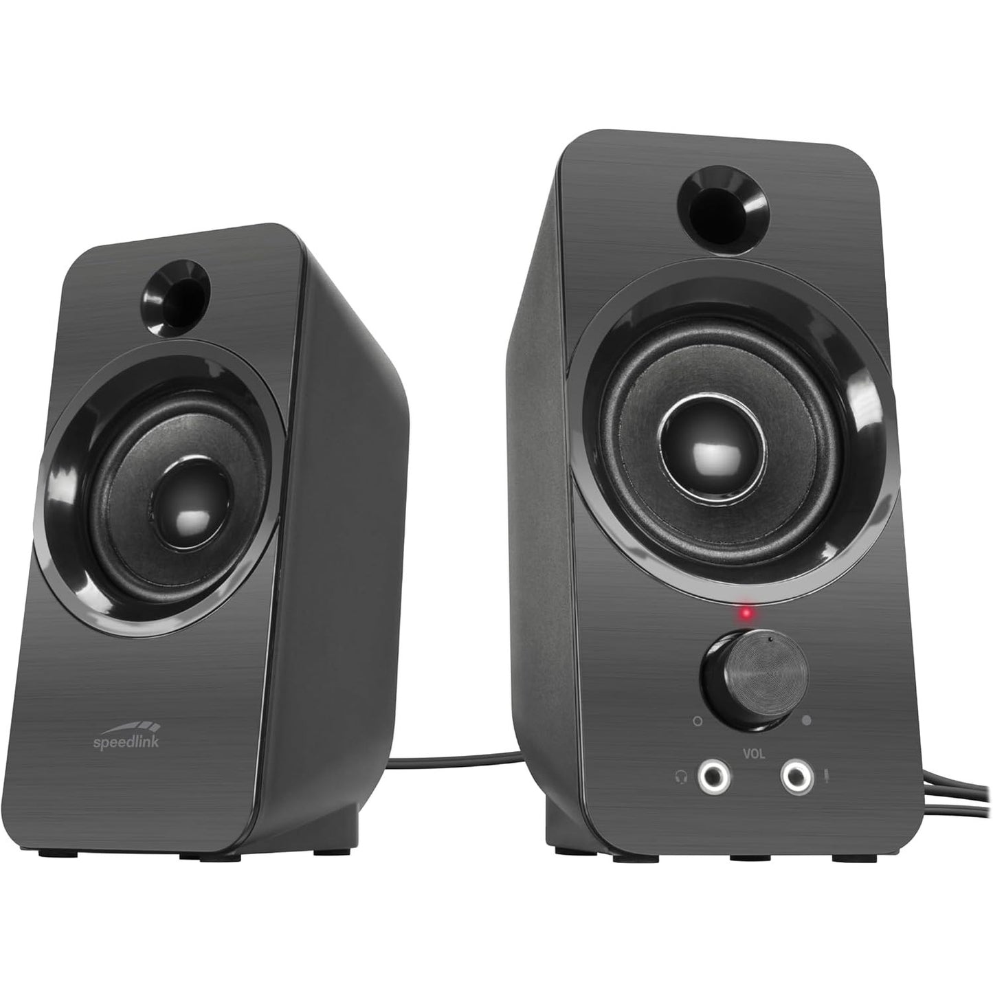 268687 - SPEEDLINK DAROC ALTOPARLANTË STEREO PËR PC ME PRIZË AUX 3.5 MM, 12 VAT, TË FURNIZUAR ME ENERGJI USB, TË VEGJËL, AKTIVË, PËR DESKTOP, NOTEBOOK, LAPTOP, TË ZINJ