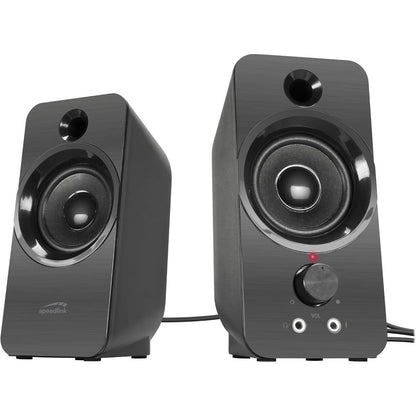 268687 - SPEEDLINK DAROC ALTOPARLANTË STEREO PËR PC ME PRIZË AUX 3.5 MM, 12 VAT, TË FURNIZUAR ME ENERGJI USB, TË VEGJËL, AKTIVË, PËR DESKTOP, NOTEBOOK, LAPTOP, TË ZINJ